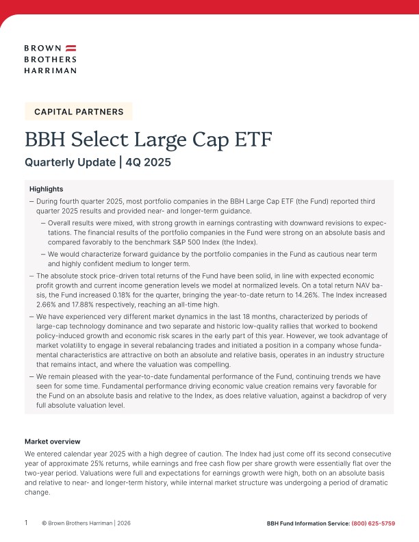 BBH Select Large Cap ETF Quarterly Update - Q4 2025