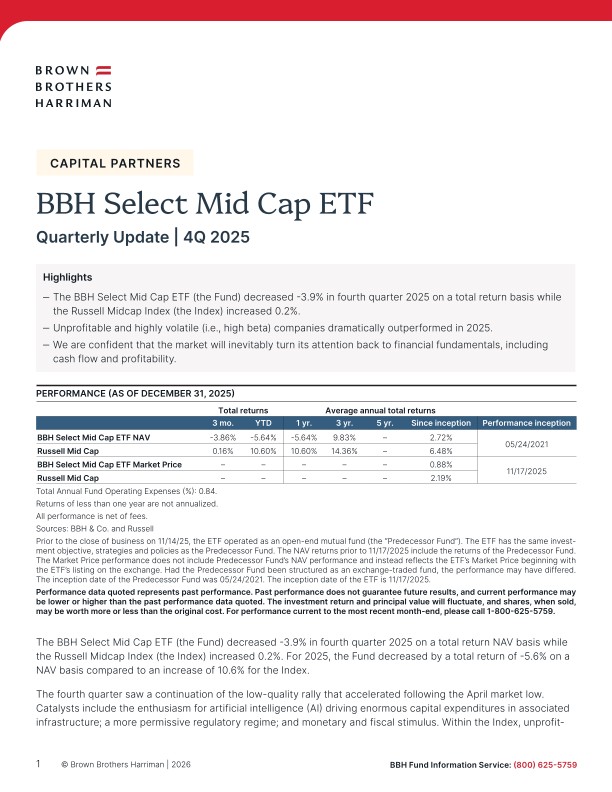 BBH Select Series - Mid Cap Fund Quarterly Update - Q4 2025