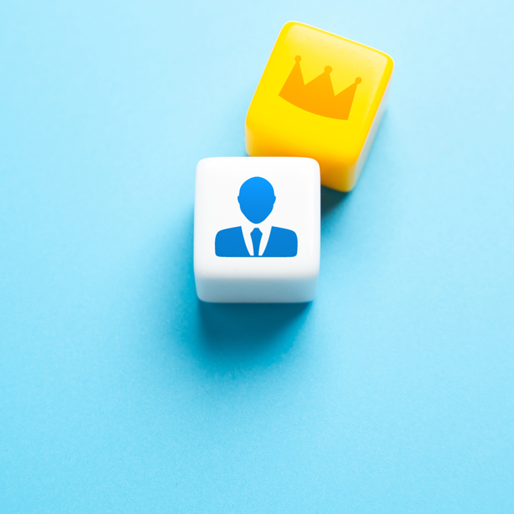 Businessman and crown on head. Concept of leader and chief. High self-esteem. Talented and promising. The best of all, in the first place. Career development. CEO, King